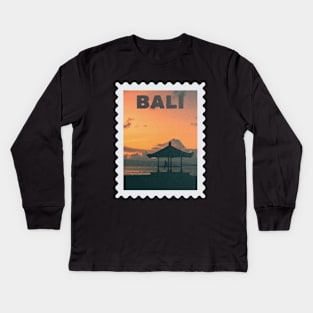 Bali Indonesia Postcard Stamp Design with Travel Photograph Kids Long Sleeve T-Shirt